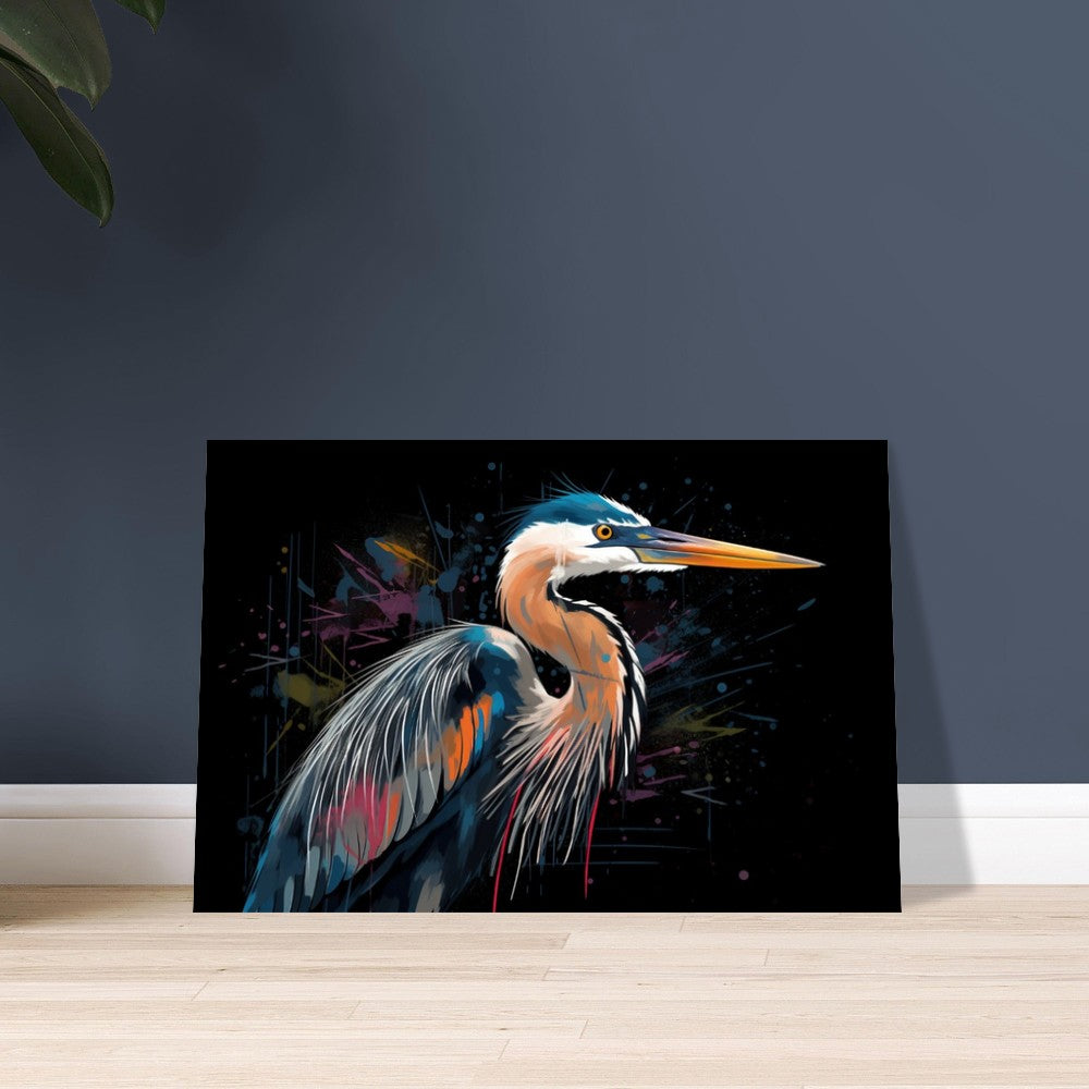 Colorful Heron Poster Print. Watercolor Great Bird Art Gift, Present for Mom, Dad. Rainbow Animal Wall Art