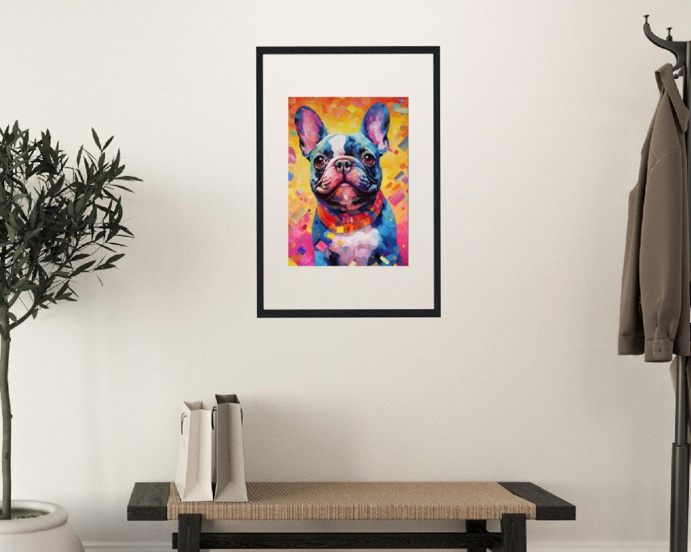 French Bulldog Pop Art Print - Cadeau d'art mural animal coloré pour les amoureux des chiens, Frenchie maman, papa Poster