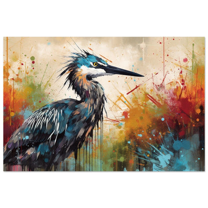 Colorful Heron Poster Print. Watercolor Great Bird Art Gift, Present for Mom, Dad. Rainbow Animal Wall Art