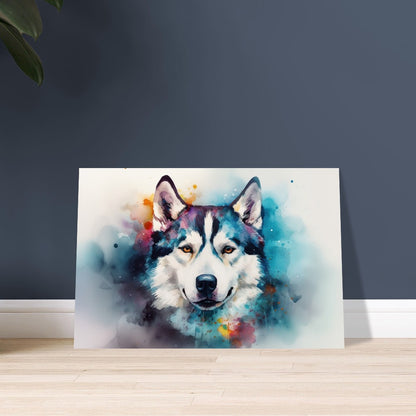 Affiche Husky sibérien - Impression colorée, cadeau d’art mural animal pour les amoureux des chiens, maman Husky, papa