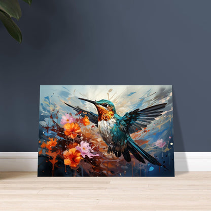 Colorful Hummingbird Poster Print. Watercolor Cute Bird Art Gift, Present for Mom, Dad. Rainbow Animal Wall Art