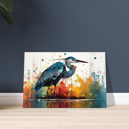 Colorful Heron Poster Print. Watercolor Great Bird Art Gift, Present for Mom, Dad. Rainbow Animal Wall Art