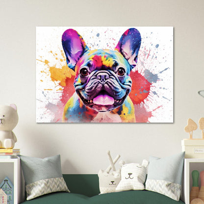 French Bulldog Poster with Free Delivery! Colorful Watercolor Nursery Puppy Poster Print Wall Art Gift for Dog Lovers, Frenchie Mom, Dad