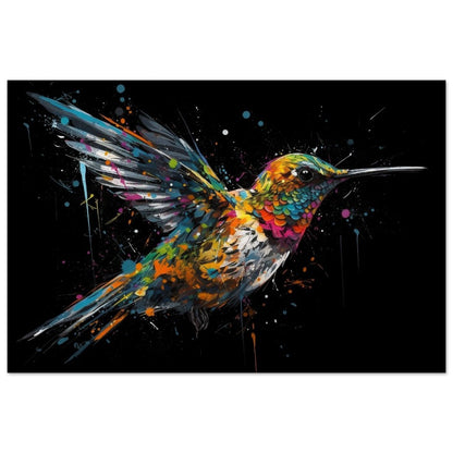 Colorful Hummingbird Poster Print. Watercolor Cute Bird Art Gift, Present for Mom, Dad. Safari Animal Wall Art