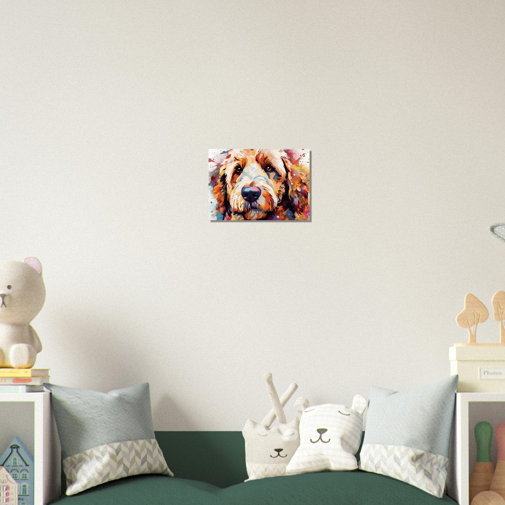 Labradoodle Goldendoodle Poster. Colorful Watercolor Cute Dog Art Gift, Present for Doodle Mom, Dad. Animal Wall Art