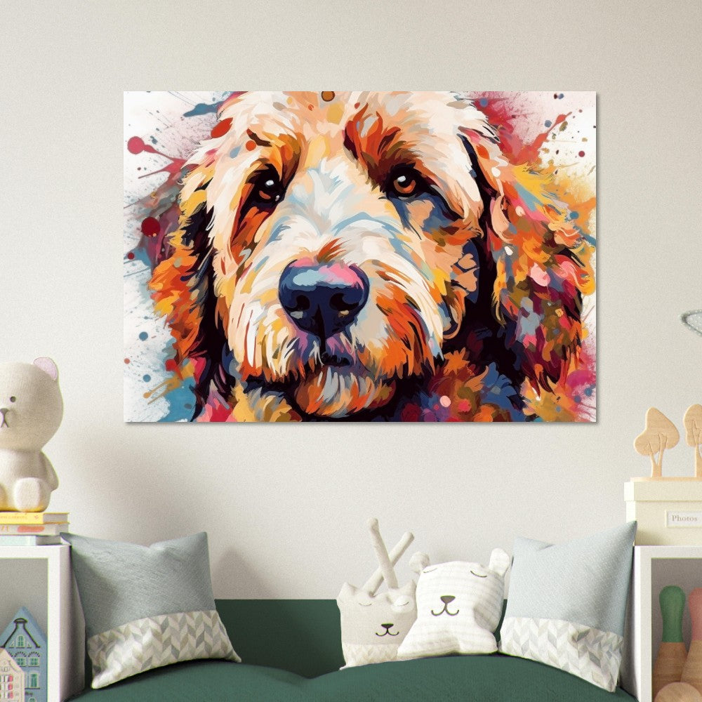 Labradoodle Goldendoodle Poster. Colorful Watercolor Cute Dog Art Gift, Present for Doodle Mom, Dad. Animal Wall Art