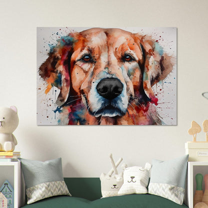 Red Golden Retriever Poster - Colorful Watercolor Style Print, Animal Wall Art Gift for Dog Lovers, Golden Mom, Dad