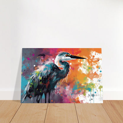 Colorful Heron Poster Print. Watercolor Great Bird Art Gift, Present for Mom, Dad. Rainbow Animal Wall Art