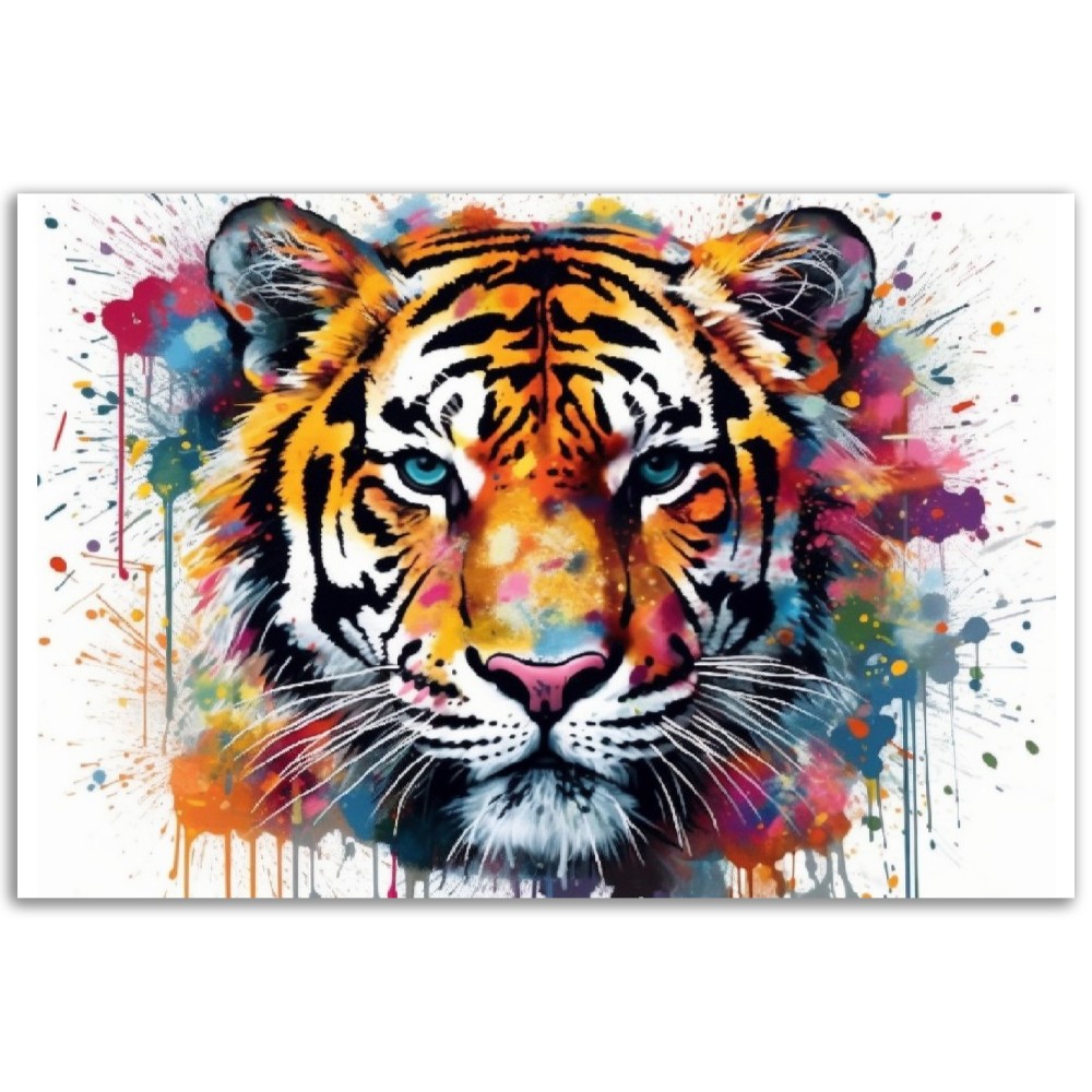 Exotic Tiger Stripe Poster | Colorful Watercolor Wall Art Gift for Nursery, Family, Mum or Dad