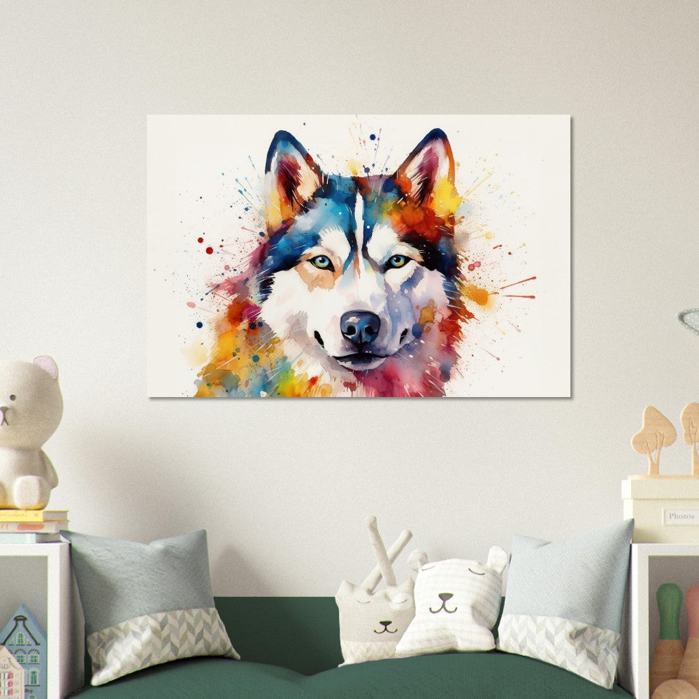 Siberian Husky Poster - Colorful Print, Animal Wall Art Gift for Dog Lovers, Husky Mom, Dad