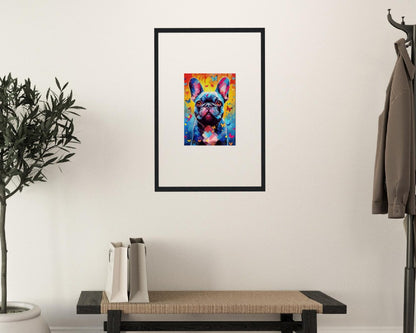 Impression de bouledogue français et de papillons - Cadeau d'art mural animal coloré pour les amoureux des chiens, maman Frenchie, papa Poster