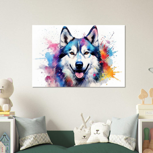 Siberian Husky Poster - Colorful Print, Animal Wall Art Gift for Dog Lovers, Husky Mom, Dad