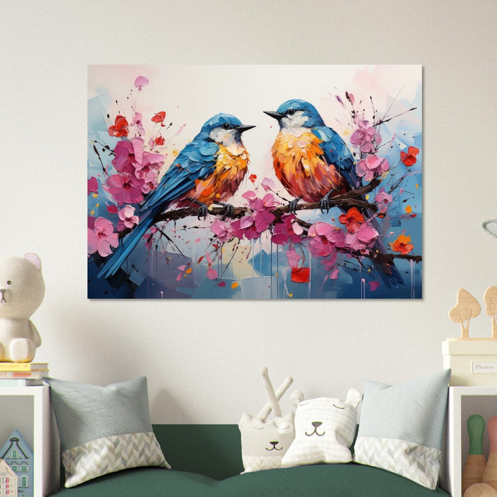 Impression d’affiche d’oiseaux britanniques doux. Aquarelle Great Bird Art Gift, cadeau pour maman, papa. Art mural animalier floral