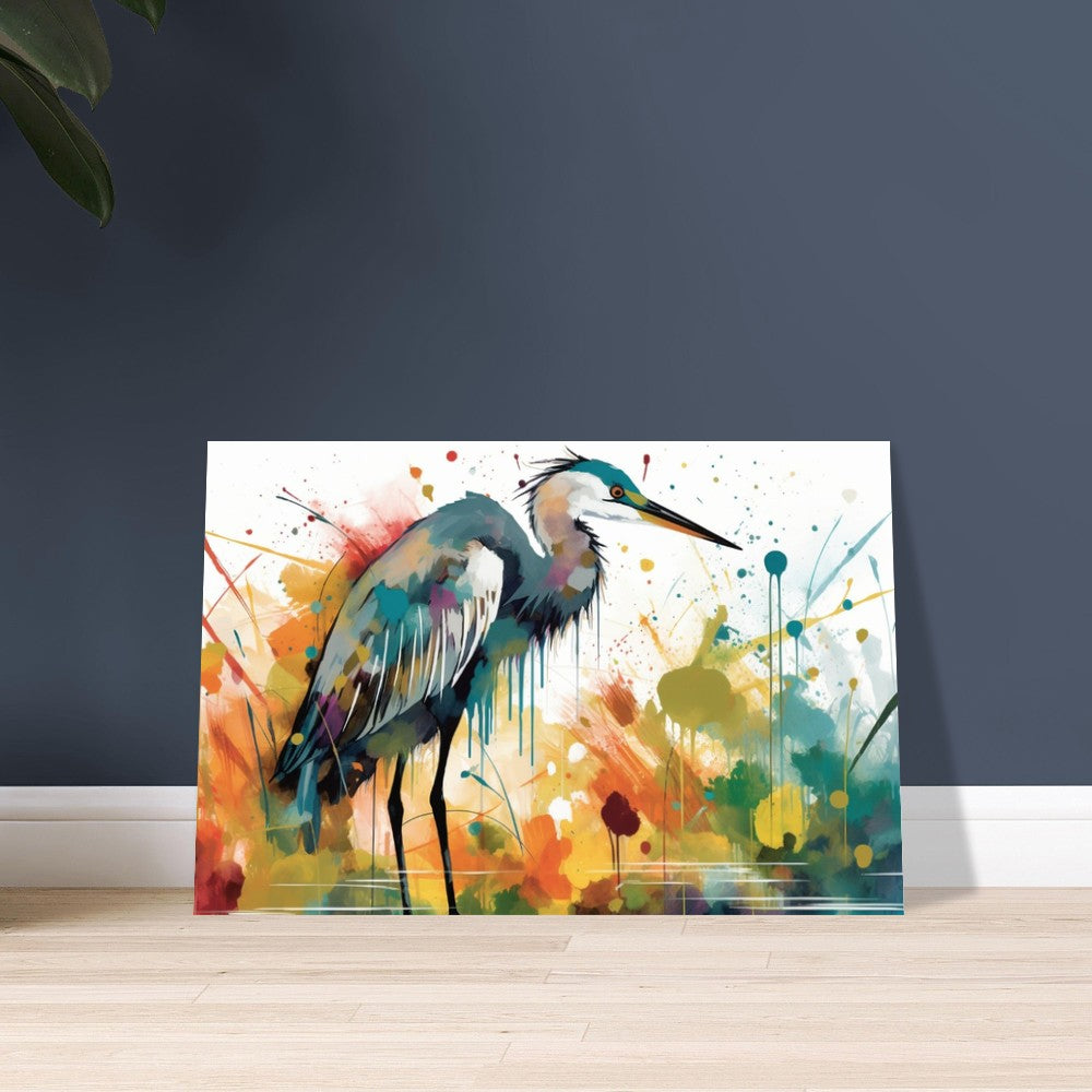 Colorful Heron Poster Print. Watercolor Great Bird Art Gift, Present for Mom, Dad. Rainbow Animal Wall Art