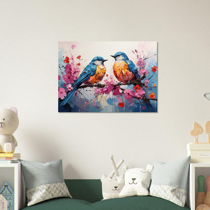 Impression d’affiche d’oiseaux britanniques doux. Aquarelle Great Bird Art Gift, cadeau pour maman, papa. Art mural animalier floral