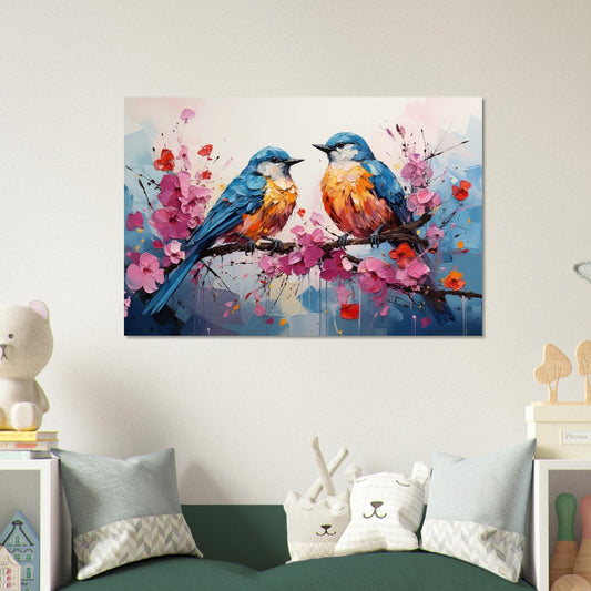 Impression d’affiche d’oiseaux britanniques doux. Aquarelle Great Bird Art Gift, cadeau pour maman, papa. Art mural animalier floral