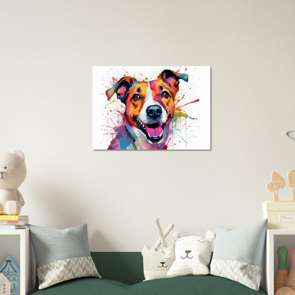 Jack-Russell-Terrier-Poster – bunter Aquarell-Pop-Art-Druck, Tier-Wandkunst-Geschenk für Hundeliebhaber, Mama, Papa