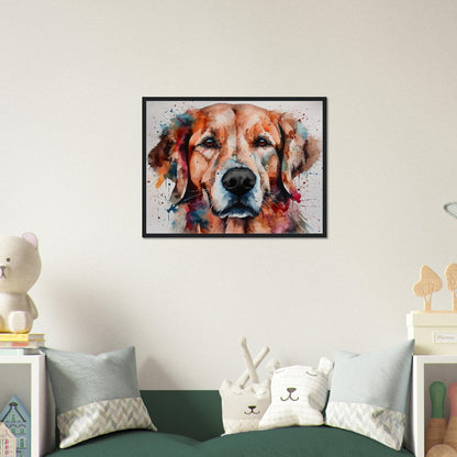 Red Golden Retriever (Framed) - Colorful Watercolor Style Print, Animal Wall Art Gift for Dog Lovers, Golden Mom, Dad