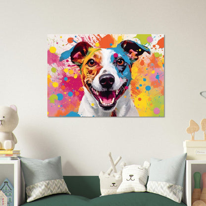 Jack-Russell-Terrier-Poster – bunter Aquarell-Pop-Art-Druck, Tier-Wandkunst-Geschenk für Hundeliebhaber, Mama, Papa