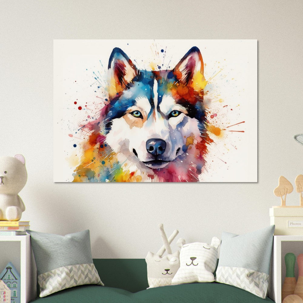 Siberian Husky Poster - Colorful Print, Animal Wall Art Gift for Dog Lovers, Husky Mom, Dad