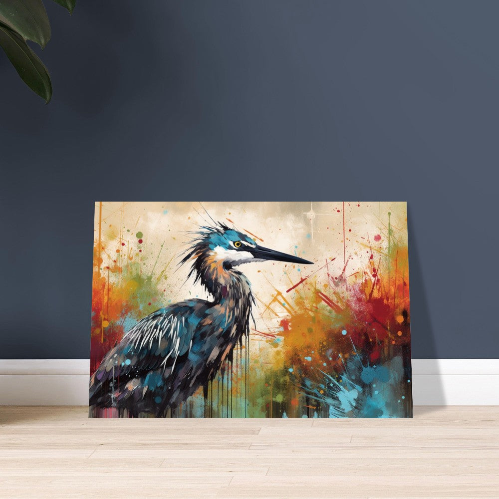 Colorful Heron Poster Print. Watercolor Great Bird Art Gift, Present for Mom, Dad. Rainbow Animal Wall Art