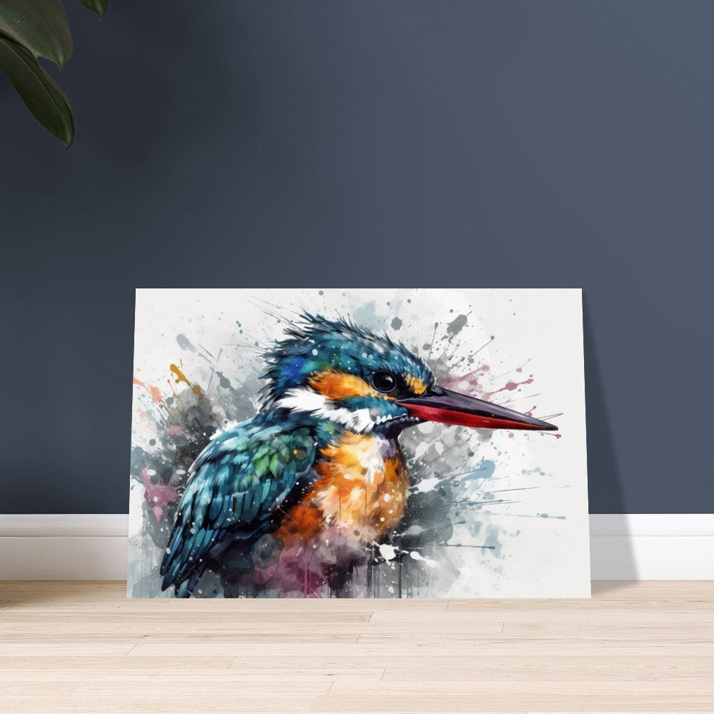 Impression d’affiche d’oiseau de martin-pêcheur. Cadeau d'art d'oiseau mignon à l'aquarelle, cadeau pour maman, papa. Art mural animalier floral