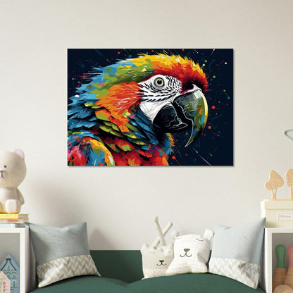 Colorful Macaw Parrot Poster Print. Watercolor Cute Bird Art Gift, Present for Mom, Dad. Safari Animal Wall Art