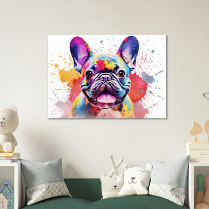 French Bulldog Poster with Free Delivery! Colorful Watercolor Nursery Puppy Poster Print Wall Art Gift for Dog Lovers, Frenchie Mom, Dad