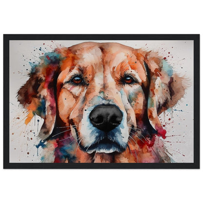 Red Golden Retriever (Framed) - Colorful Watercolor Style Print, Animal Wall Art Gift for Dog Lovers, Golden Mom, Dad