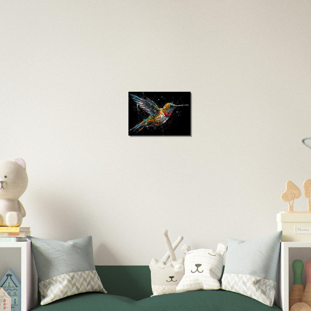 Colorful Hummingbird Poster Print. Watercolor Cute Bird Art Gift, Present for Mom, Dad. Safari Animal Wall Art