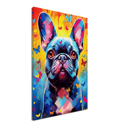 Impression de bouledogue français et de papillons - Cadeau d'art mural animal coloré pour les amoureux des chiens, maman Frenchie, papa Poster