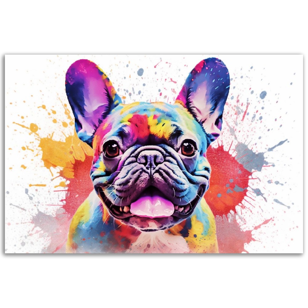 French Bulldog Poster with Free Delivery! Colorful Watercolor Nursery Puppy Poster Print Wall Art Gift for Dog Lovers, Frenchie Mom, Dad