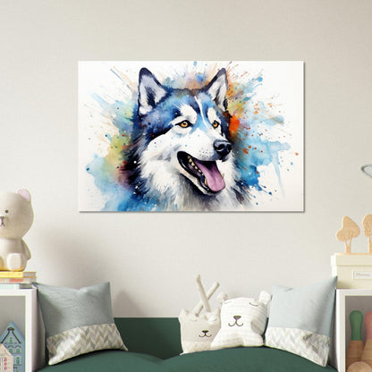 Siberian Husky Poster - Bunter Druck, Tierwandkunst Geschenk für Hundeliebhaber, Husky Mama, Papa