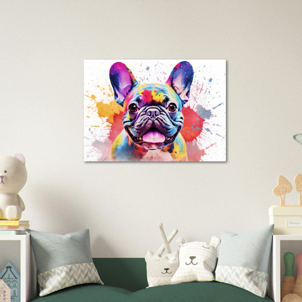 French Bulldog Poster with Free Delivery! Colorful Watercolor Nursery Puppy Poster Print Wall Art Gift for Dog Lovers, Frenchie Mom, Dad