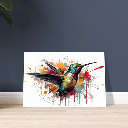 Colorful Hummingbird Poster Print. Watercolor Cute Bird Art Gift, Present for Mom, Dad. Safari Animal Wall Art