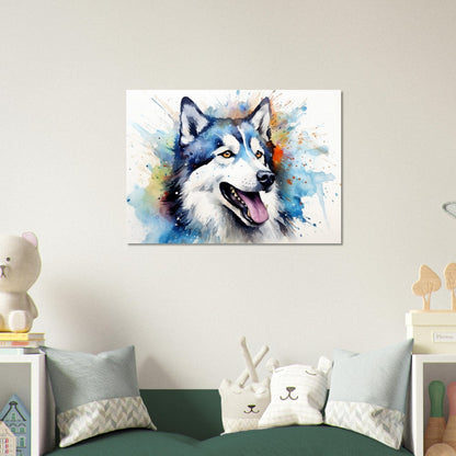 Siberian Husky Poster - Bunter Druck, Tierwandkunst Geschenk für Hundeliebhaber, Husky Mama, Papa