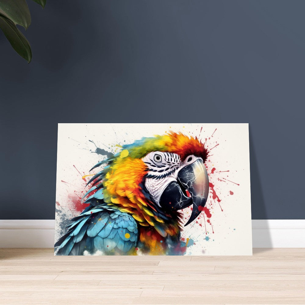 Colorful Macaw Parrot Poster Print. Watercolor Cute Bird Art Gift, Present for Mom, Dad. Safari Animal Wall Art