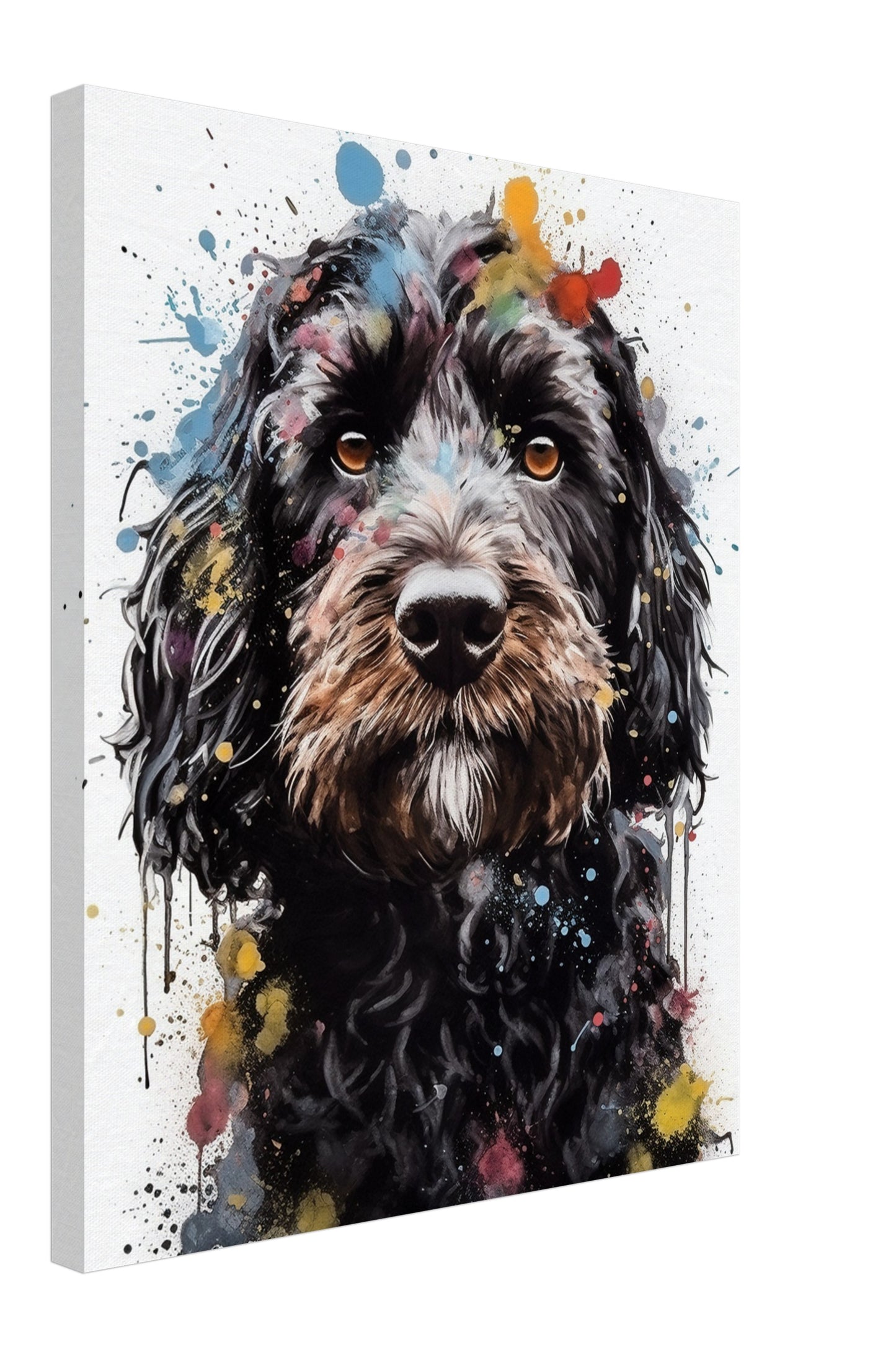 Black Cockapoo Canvas or Poster Print. Watercolor Dog Art. Painting Gift for Dog Lovers, Picture for Doodle Mom, Dad. Abstract Paint Splash