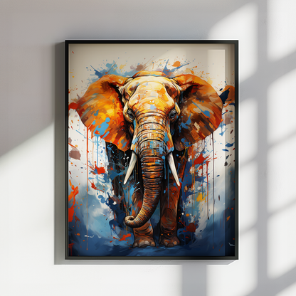 Multi-color African Bull Elephant - Incredible Unframed Print - Wildlife Animal Wall Art for Nature Enthusiasts, Savanna, Safari Gift