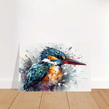 Impression d’affiche d’oiseau de martin-pêcheur. Cadeau d'art d'oiseau mignon à l'aquarelle, cadeau pour maman, papa. Art mural animalier floral