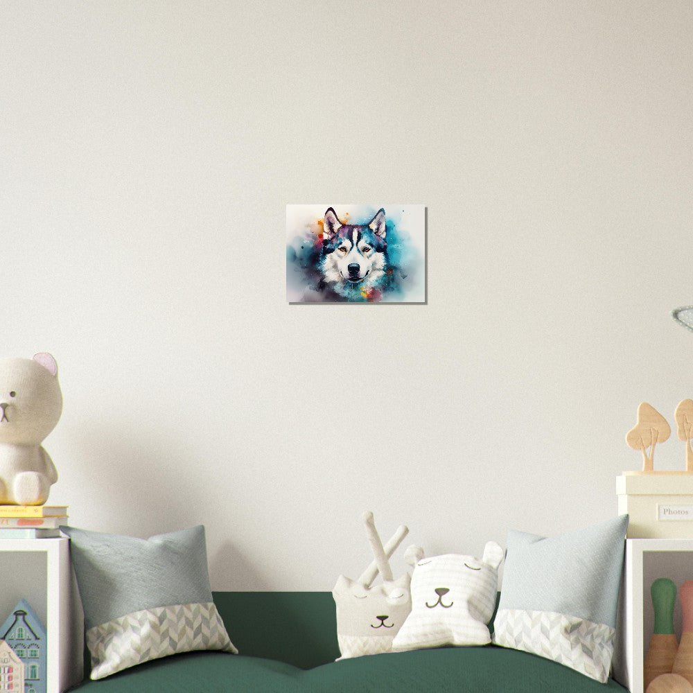 Affiche Husky sibérien - Impression colorée, cadeau d’art mural animal pour les amoureux des chiens, maman Husky, papa