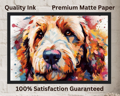 Labradoodle Goldendoodle Poster. Colorful Watercolor Cute Dog Art Gift, Present for Doodle Mom, Dad. Animal Wall Art