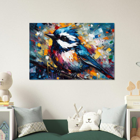 Impression d’affiche d’oiseau britannique mignon. Aquarelle Great Bird Art Gift, cadeau pour maman, papa. Art mural animalier floral