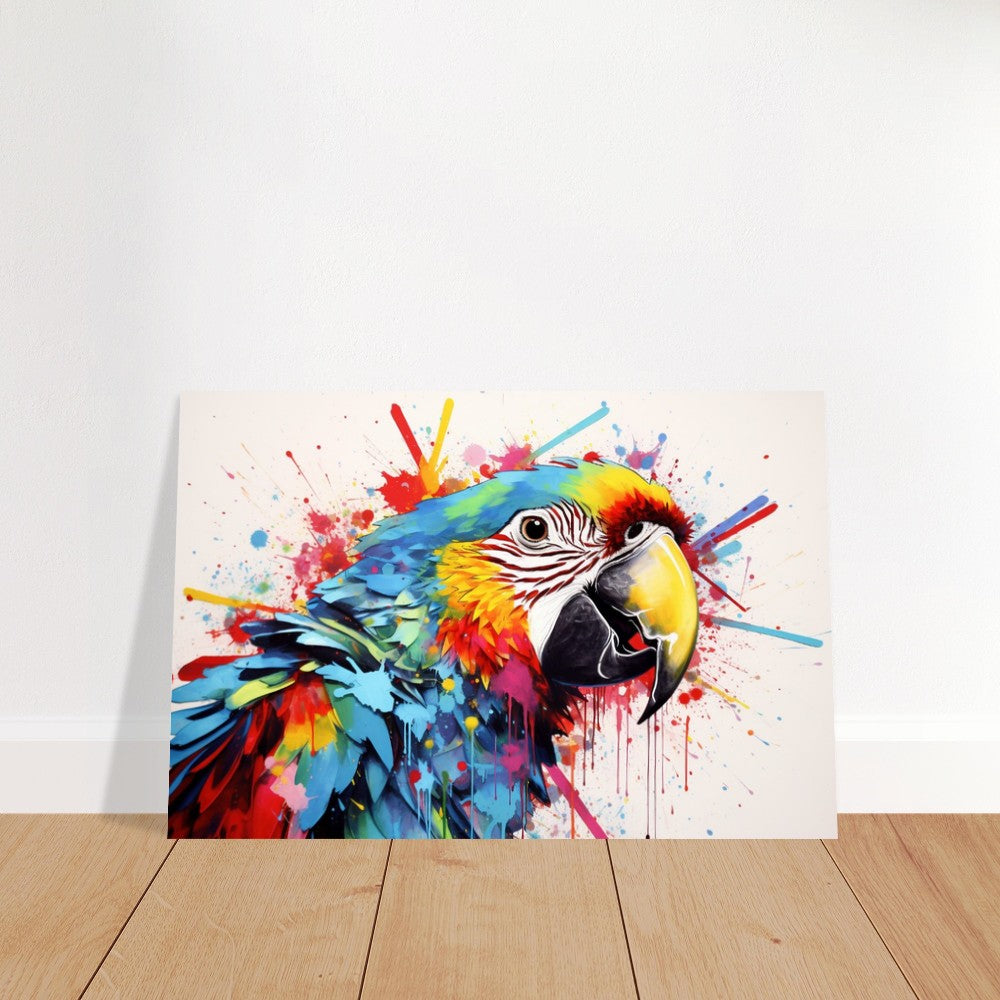 Colorful Macaw Parrot Poster Print. Watercolor Cute Bird Art Gift, Present for Mom, Dad. Safari Animal Wall Art