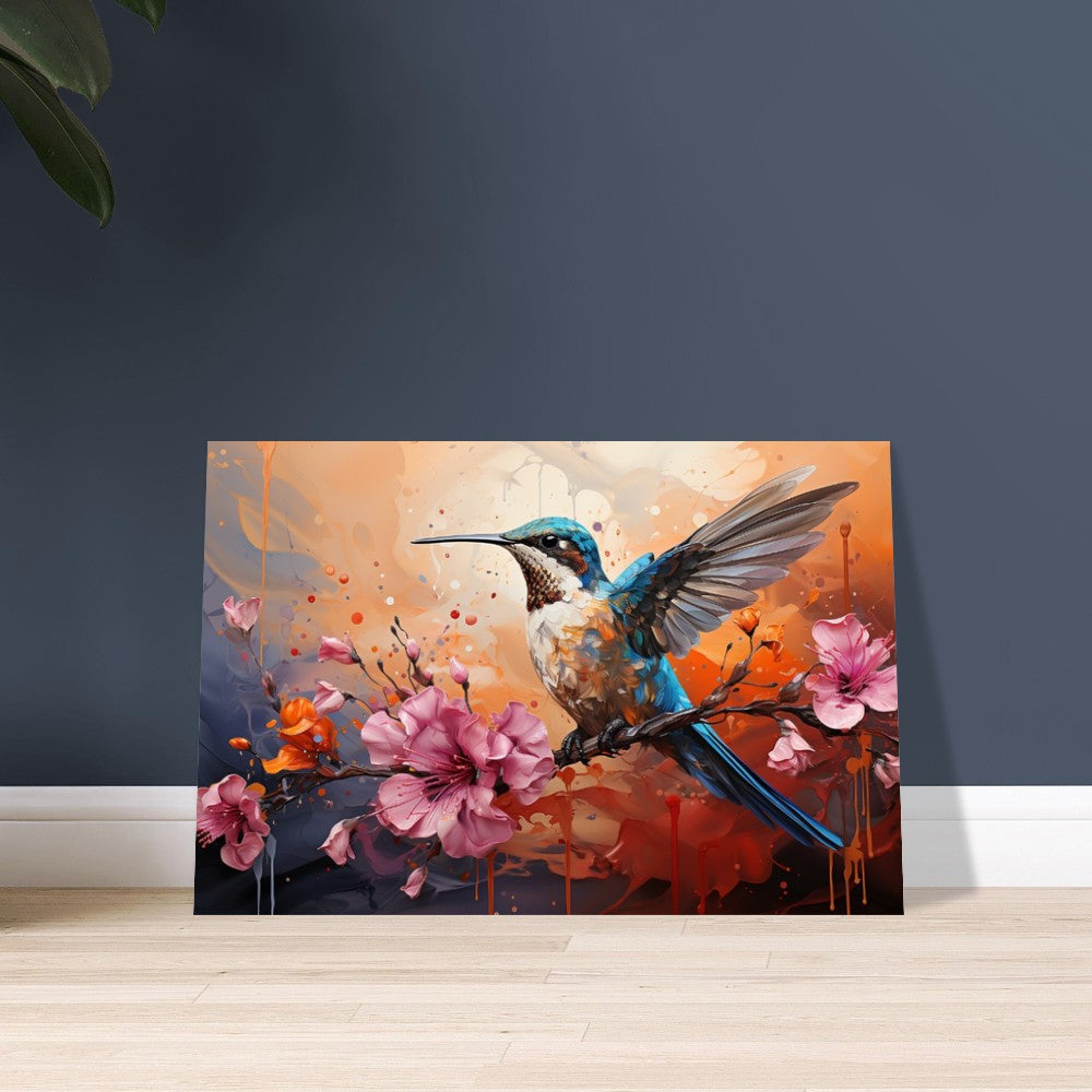 Colorful Hummingbird Poster Print. Watercolor Cute Bird Art Gift, Present for Mom, Dad. Rainbow Animal Wall Art