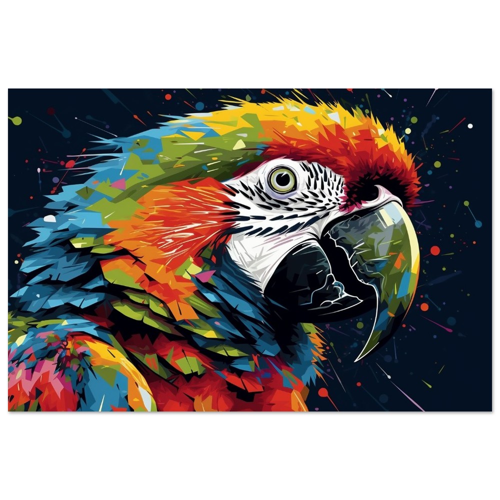 Colorful Macaw Parrot Poster Print. Watercolor Cute Bird Art Gift, Present for Mom, Dad. Safari Animal Wall Art