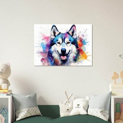 Siberian Husky Poster - Colorful Print, Animal Wall Art Gift for Dog Lovers, Husky Mom, Dad