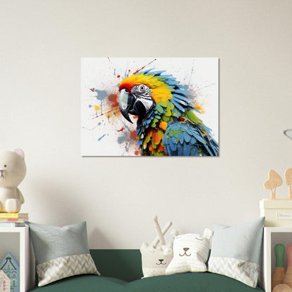 Colorful Macaw Parrot Poster Print. Watercolor Cute Bird Art Gift, Present for Mom, Dad. Safari Animal Wall Art