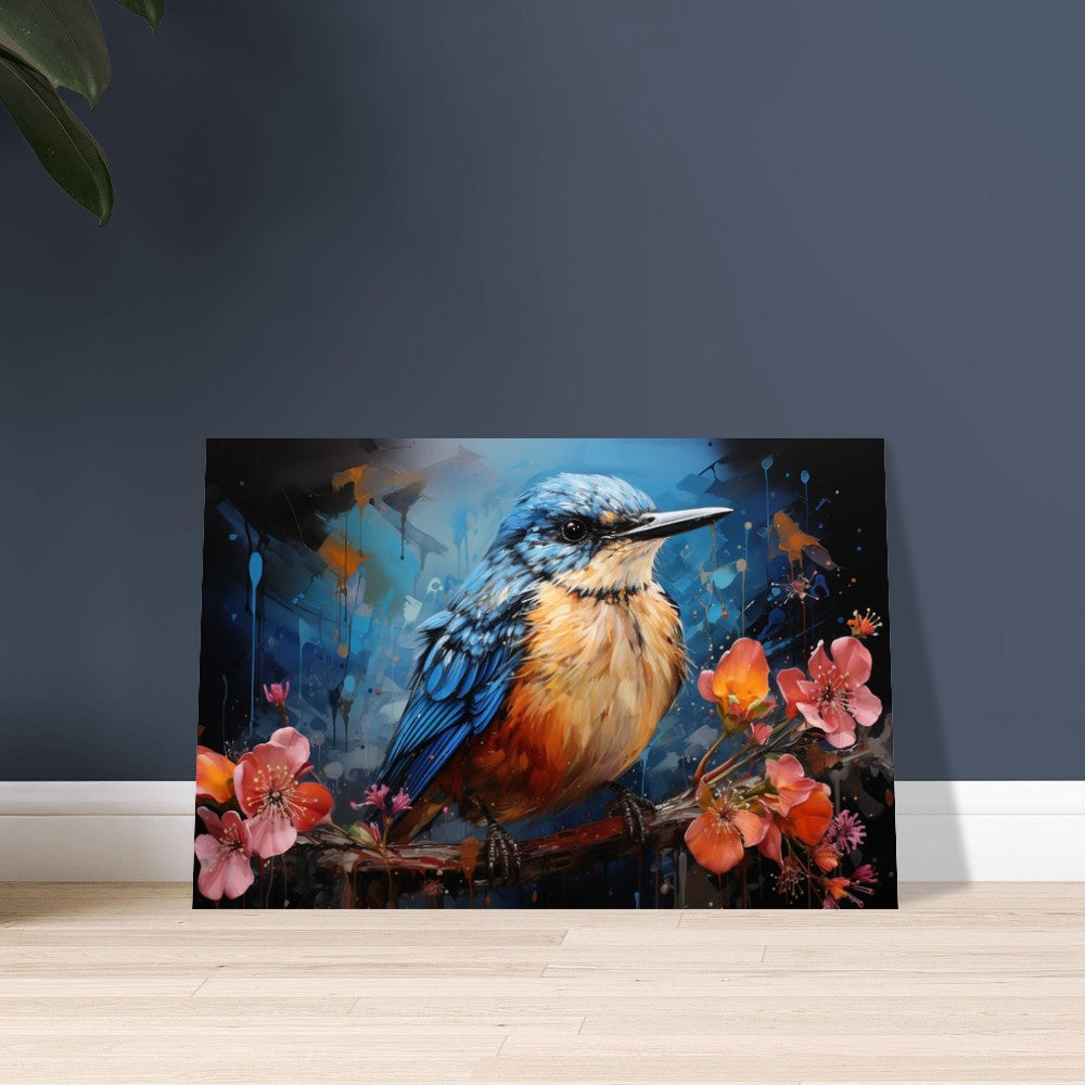 Impression d’affiche d’oiseau britannique mignon. Aquarelle Great Bird Art Gift, cadeau pour maman, papa. Art mural animalier floral