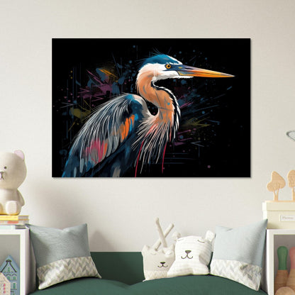 Colorful Heron Poster Print. Watercolor Great Bird Art Gift, Present for Mom, Dad. Rainbow Animal Wall Art